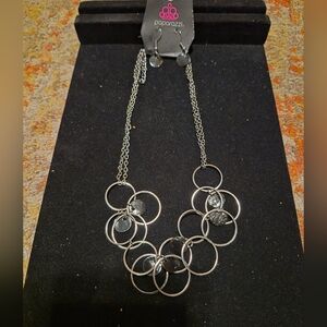 Paparazzi Silver Linked Ring Drop Necklace